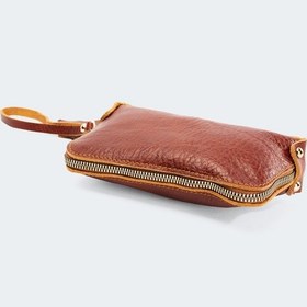 Resim Westbag Unisex Hakiki Dana Derisi Bileklikli El Tutmalı Clutch Çanta Taba 