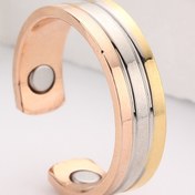 Resim Kadınlar için tatil tarzı, parti ve hediye etkinlikleri için ideal, tüm mevsimler için aksesuar olan 1 adet şık bakır manyetik ayarlanabilir yüzük 