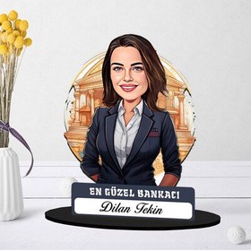 Resim Kişiye Özel Kadın Bankacıya Hediye Karikatürlü Biblo 