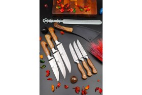 Resim Swencraft Mutfak Kurban Et Ekmek Sebze Bıçağı ve Satır ve Masat 8'li Çeyiz Seti Yatağan El Yapımı 