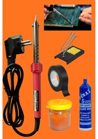 Resim Hafser Bt 5'li Lehim Makinesı Seti 60w Havya Tutucu Havya Kalemi Tel Lehim Pastası Elektrik Bandı 