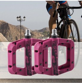 Resim Enlee Renkli Çivili Kaymaz Platform Pedal Mtb Rulmanlı Plastik Alüminyum Pedal Ultra Hafif Mor 