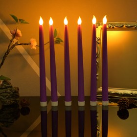Resim 6'lı Mor LED Alevsiz Mum Işıkları - Halloween, Noel, Sevgililer Günü ve Daha Fazlası için Çok Yönlü - Pille Çalışır (Piller Dahil Değildir), Noel Dekoru 