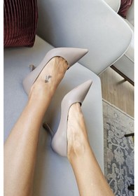 Resim 10 1109 Topukla Kadın Kadeh Topuklu 8 Cm Topuklu Stiletto Ayakkabı Vizon 