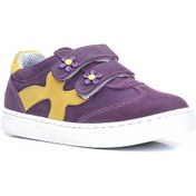 Resim Rakerplus Hakiki Deri Mor Sarı Cırtlı Çiçek Detaylı Kız Çocuk Günlük Ayakkabı Mor 