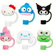 Resim Sanrio'nun Sevimli Çizgi Karakter Silikon Pipet Kapağı, Tutacaklı 30 ve 40 Oz Bardaklar için Toz Geçirmez Yeniden Kullanılabilir Pipet Uçları - 10mm Pipetlere Uygun, 1 adet 