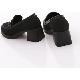 Resim Dgn Pm386-k1463 Kadin Tokali Loafer Ayakkabi Siyah Çizgili 