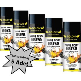 Resim Solon 5 Adet Gümüş (Gri) Isıya Dayanıklı Yaldız Sprey Boya 400 ml 