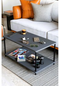 Resim Çevir Tak Dikdörtgen Orta Sehpa 2 Raflı Salon Ve Ofis Dekorasyonunda Tamamlayıcı Dekoratif Şık Sehpa Antrasit 