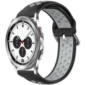 Resim Samsung Galaxy Uyumlu Watch 4 Klasik 42mm 20mm Delikli Nefes Spor Silikon Saat Bandı Siyah Gri 