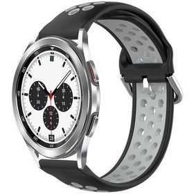 Resim Samsung Galaxy Uyumlu Watch 4 Klasik 42mm 20mm Delikli Nefes Spor Silikon Saat Bandı Siyah Gri 