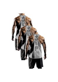 Resim Genius Store 3'lü Paket Genius Store Erkek Dry Fit Y-back Gym Fitness Sporcu Atleti Genıus-fıt3 Gri3'lü 