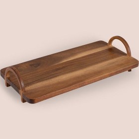 Resim The Mia Natura Akasya Kulplu Tepsi 40x20x8 Cm Kahverengi 