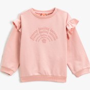 Resim Kız Bebek Kabartma Baskılı Sweatshirt Uzun Kollu Bisiklet Yaka 