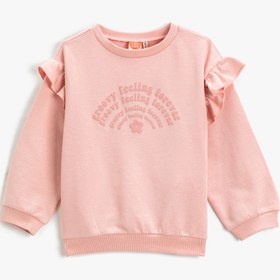 Resim Kız Bebek Kabartma Baskılı Sweatshirt Uzun Kollu Bisiklet Yaka 