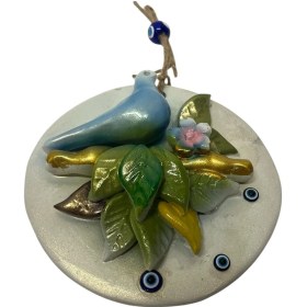 Resim Dekoratif Polyester Duvara Asmalı Tekli Nazarlık Kuşlu Mavi 