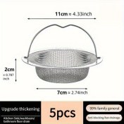 Resim Globalbloom Silvery 5 Paslanmaz Çelik Lavabo Filtresi Tıkanıklık Önleyici Saç Gıda Tutucu 