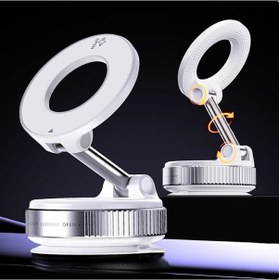 Resim Manyetik Güçlü Açılı Vakumlu Mıknatıslı Araç Telefon Tutucu Beyaz 