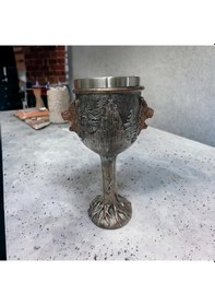 Resim Aslan Kafası Tasarımlı Paslanmaz Çelik Kadeh Bardak 