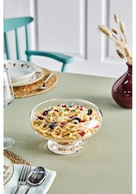 Resim Selen Concept Ay Model Ayaklı El Yapımı Cam Salata Ve Sunum Kasesi Şeffaf 