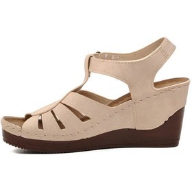 Resim Ayakmod 19-200 Bej Kadın Dolgu Topuk Sandalet 001 