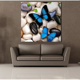 Resim Mavi Kelebekler Kanvas Tablo 170x170cm 