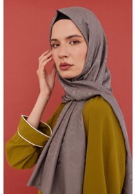 Resim Mirsoy Scarf Mc Desen Parlak Jakar Şal - Koyu Gri Koyu Gri 