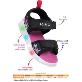 Resim Kiko Kids Kuromi Günlük Işıklı Cırtlı Kız Bebek Sandalet Ayakkabı Siyah 