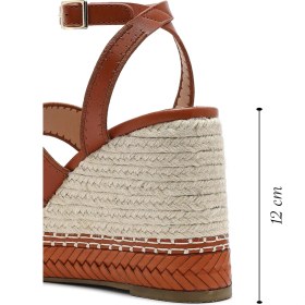 Resim Derimod Kadın Taba Bilekten Tokalı Dolgu Topuklu Espadril Sandalet 25SFD443218 