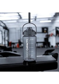 Resim Suluk Sporcu Matarası 1.5 L Pipetli, Sızdırmaz,taşınabilir, Kilitli Kapak, Ölçü Göstergeli - Gri Gri 