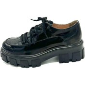 Resim Hakiki Rugan Deri Simba Oxford Kadın Ayakkabı Siyah 