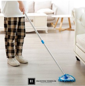 Resim Ekostem Mini Boy Teleskopik Mikrofiber Makarna Uçlu Mavi Mop 
