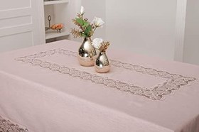 Resim Finezza Beril Lüx Dantelli Keten Kumaş Pudra Masa Örtüsü 160x230 cm - 1124 