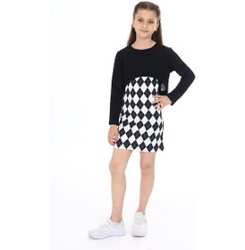 Resim Toontoy Kız Çocuk 2li Takım Baskılı Elbise Siyah 