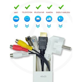 Resim A Plus Elektrik 40x25 mm Güçlü Yapışkan Bantlı Beyaz 2x1m=2m Kablo Kanalı 