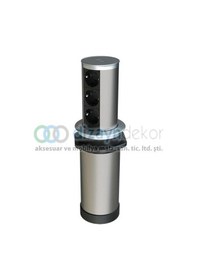 Resim Tower-line Bas-aç Masaüstü Priz Kutusu - Gümüş - 3 Prizli 