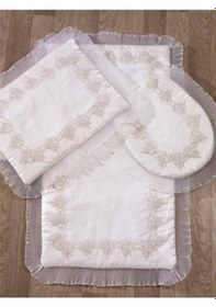 Resim Secret Home Lale 2 Li Banyo Paspas Setı Ekru 