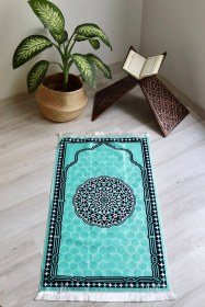 Resim Keseli Ipek Dokulu Seccade S1001 Mavi Mavi 