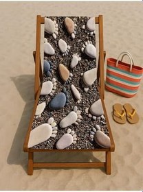 Resim denizlicotton Plaj havlusu, Deniz Havlusu, Şezlong Havlusu, Baskılı Havlu, 80 x 150 cm Taştan Ayaklar-75 x 150 