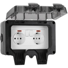 Resim Teltree Siyah Ip66 16a Avrupa Standartı Dış Mekan Su Geçirmez Çift Açık Soket Autonavi Fonksiyonlu Diğer 