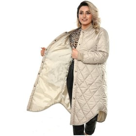 Resim Vetre Kadın Ribanalı Kapitone Mont Açık Bej Büyük Beden 1036 Çok Renkli 