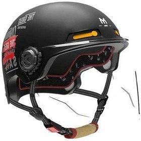Resim Maoyaya Retro Harley Davidson Yarım Kask 3c Siyah Hafif Motosiklet Kaskı Siyah 