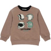 Resim Erkek Bebek Kask Baskılı Sweatshirt 