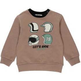 Resim Erkek Bebek Kask Baskılı Sweatshirt 