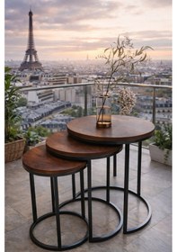 Resim 3lü C Lüx Zigon Servis Salon Sehpa Siyah 