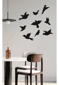 Resim Uçan Kuşlar Dekoratif Duvar Sticker Kuş Sürüsü Siyah M2K 