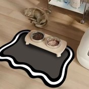 Resim Silikon Kedi Besleme Matı - Kaymaz Su Geçirmez Yıkanabilir Evcil Hayvan Mama Tepsisi, Ergonomik Yükseltilmiş Kenarlı Dayanıklı Tasarım, Küçük ve Orta Boy Köpekler için Kolay Temizlenebilir Diatomlu Malzeme ile Dökülme Önleyici Yemek Matı 