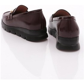 Resim Dgn 6095-1 Kadin Aksesuarli Loafer Ayakkabi Bordo Rugan 