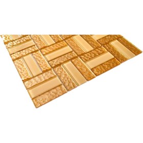 Resim MozaiKristaL Mutfak tezgah arası ve iç dekorasyon için 23x73 mm Krem Bej Kristal Mozaik ( 1 Kutu=1 m2 Fiyatıdır) 