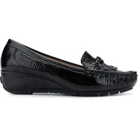 Resim Tamer Tanca Kadın Deri Siyah Loafer Ayakkabı 1065 128-06 Bn Ayk SK24-25 Syh Dr/ptk Bsk 